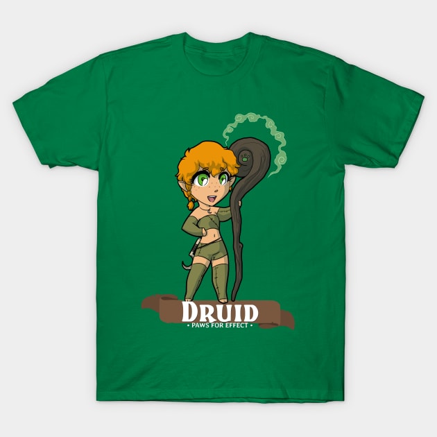 Druid: Paws for Effect T-Shirt by Fox Lee